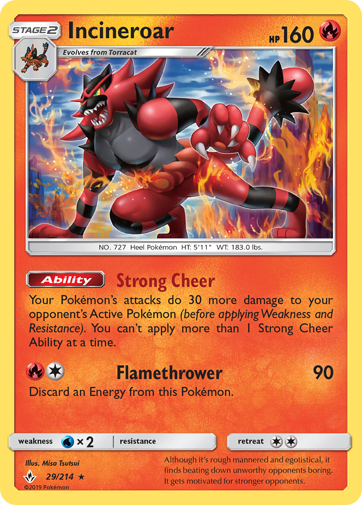 Incineroar — Unbroken Bonds Pokémon Card