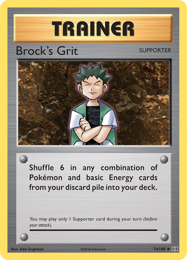 Brock's Grit — XY Evolutions Pokémon Trainer Card