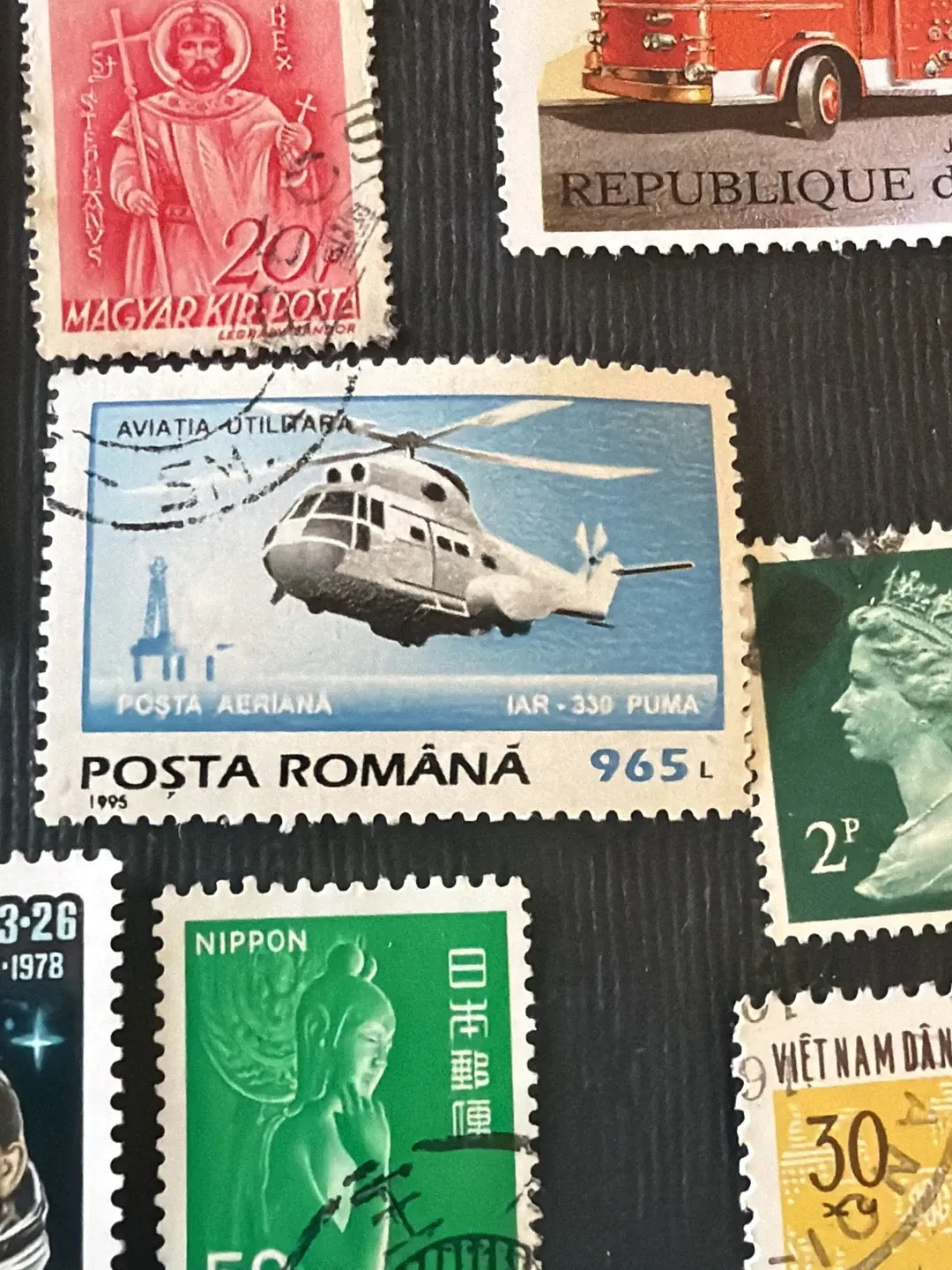 IAR-330 Puma Helicopter Romania Stamp 1995