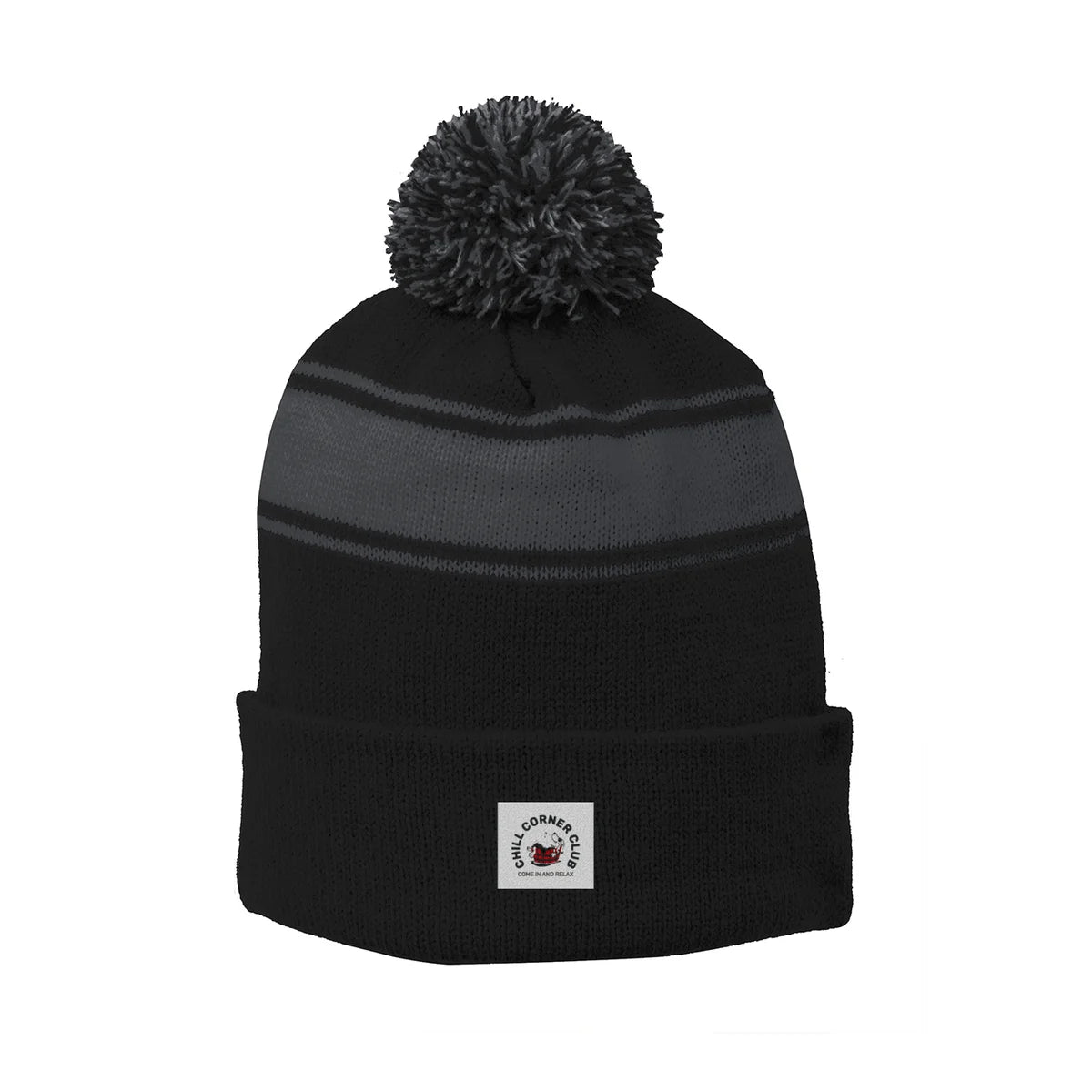 Sport-Tek® Stripe Pom Pom Beanie