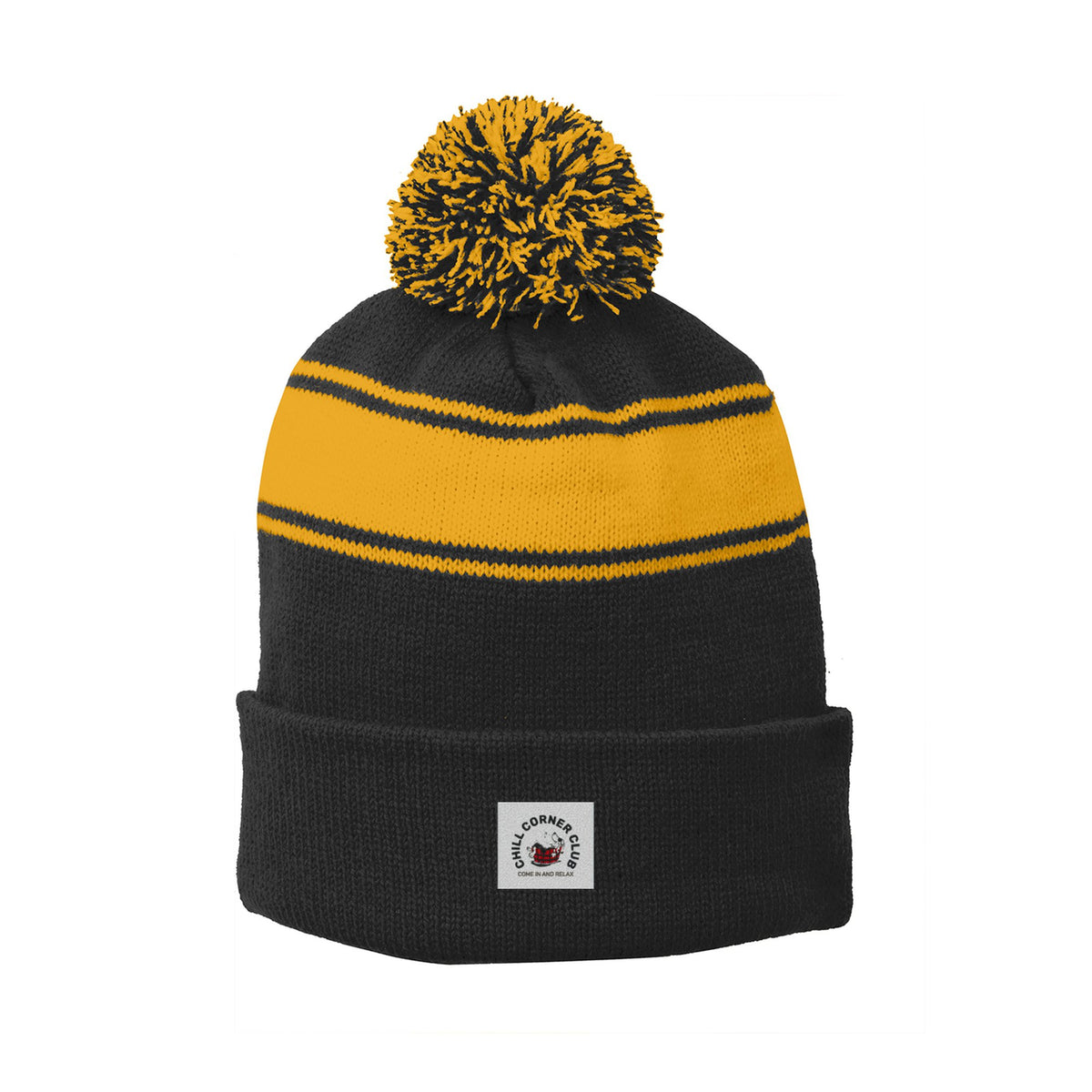 Sport-Tek® Stripe Pom Pom Beanie