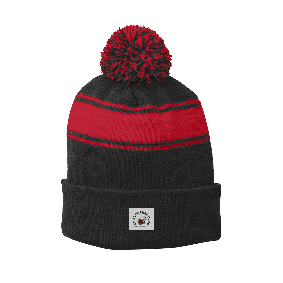Sport-Tek® Stripe Pom Pom Beanie