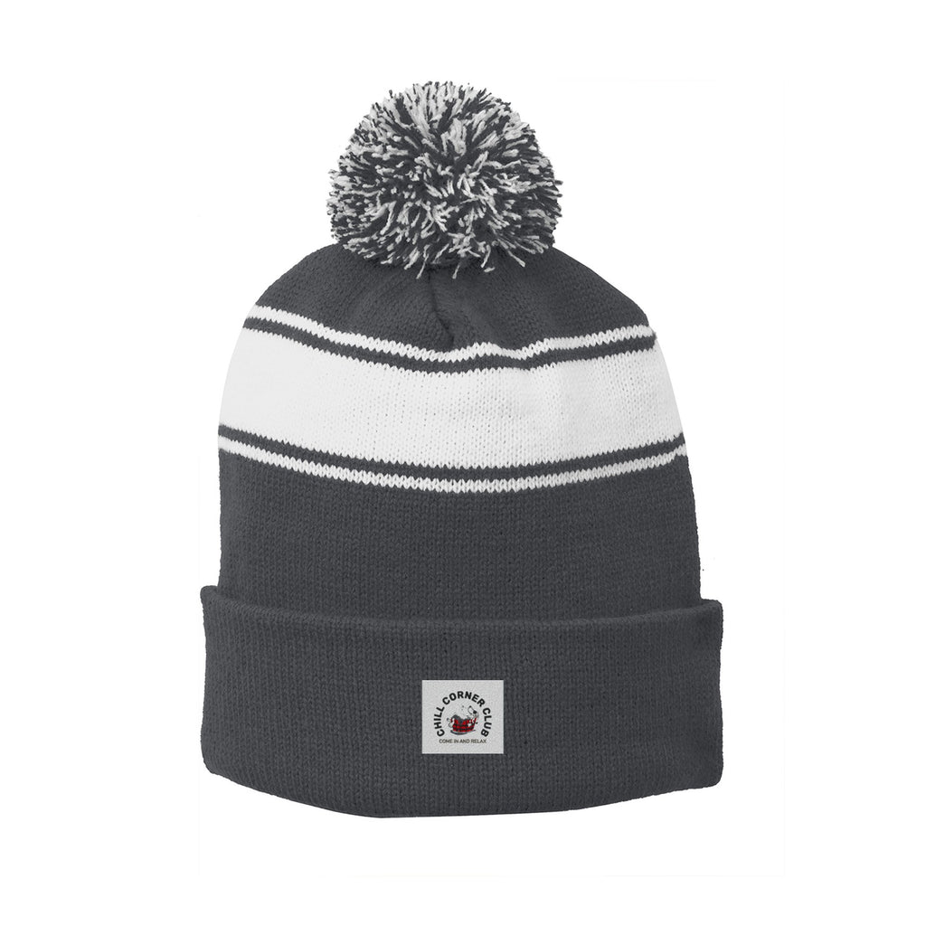 Sport-Tek® Stripe Pom Pom Beanie