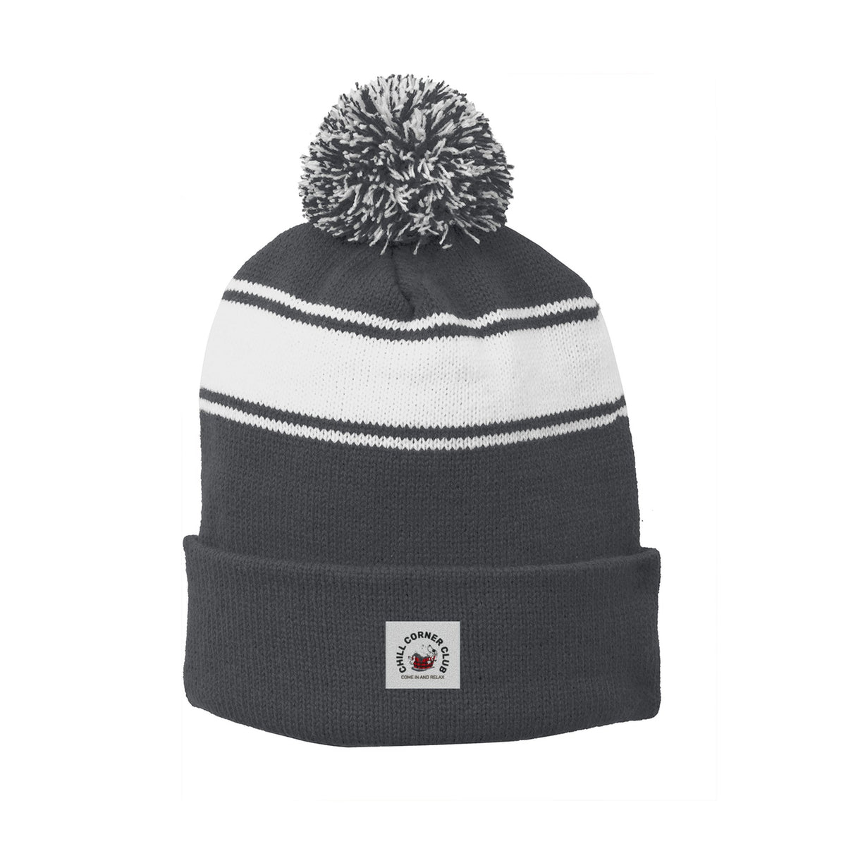 Sport-Tek® Stripe Pom Pom Beanie